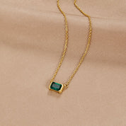 Gold Dainty Green Emerald Necklace for Women - Elegant Everyday Accessory 0