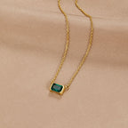 Gold Dainty Green Emerald Necklace for Women - Elegant Everyday Accessory 0