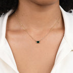 Gold Dainty Green Emerald Necklace for Women - Elegant Everyday Accessory 1
