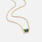 Gold Dainty Green Emerald Necklace for Women - Elegant Everyday Accessory 2