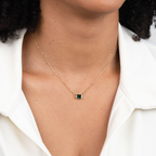 Gold Dainty Green Emerald Necklace for Women - Elegant Everyday Accessory 3