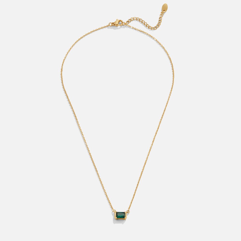 Gold Dainty Green Emerald Necklace for Women - Elegant Everyday Accessory 4