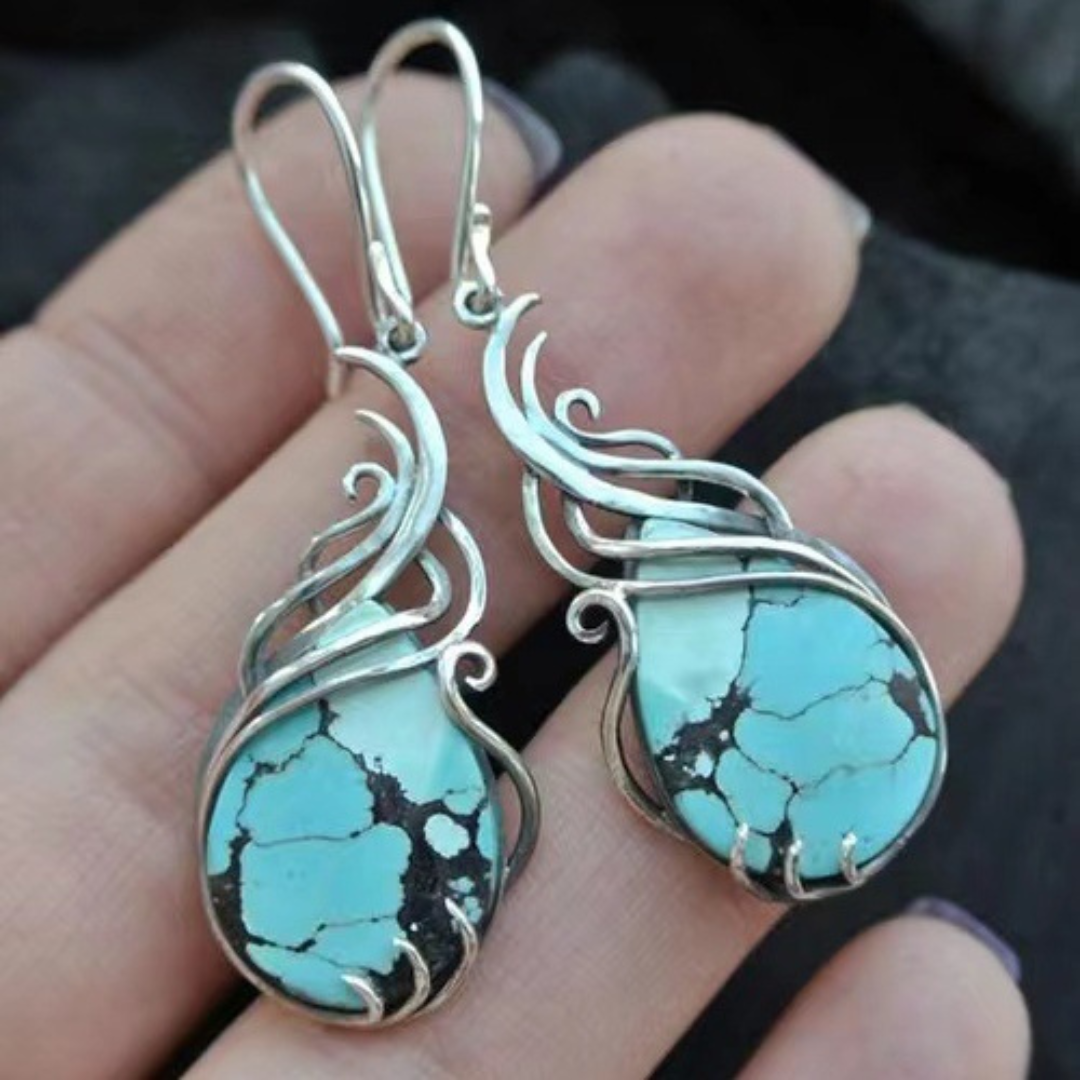Gold Dainty Turquoise Drop Earrings - Elegant Gemstone Jewelry for Women 0
