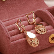 Gold Drop Earrings with Crystal Accents for Women 1