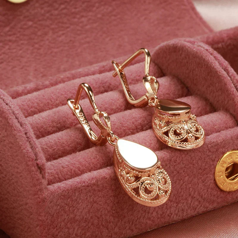 Gold Drop Earrings with Crystal Accents for Women 1