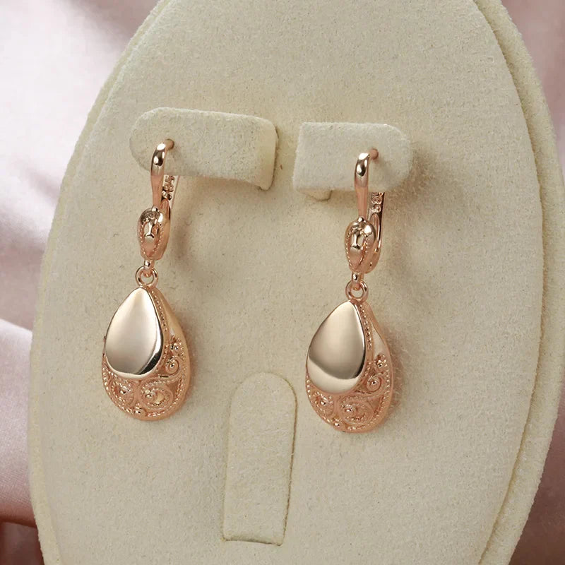 Gold Drop Earrings with Crystal Accents for Women 2
