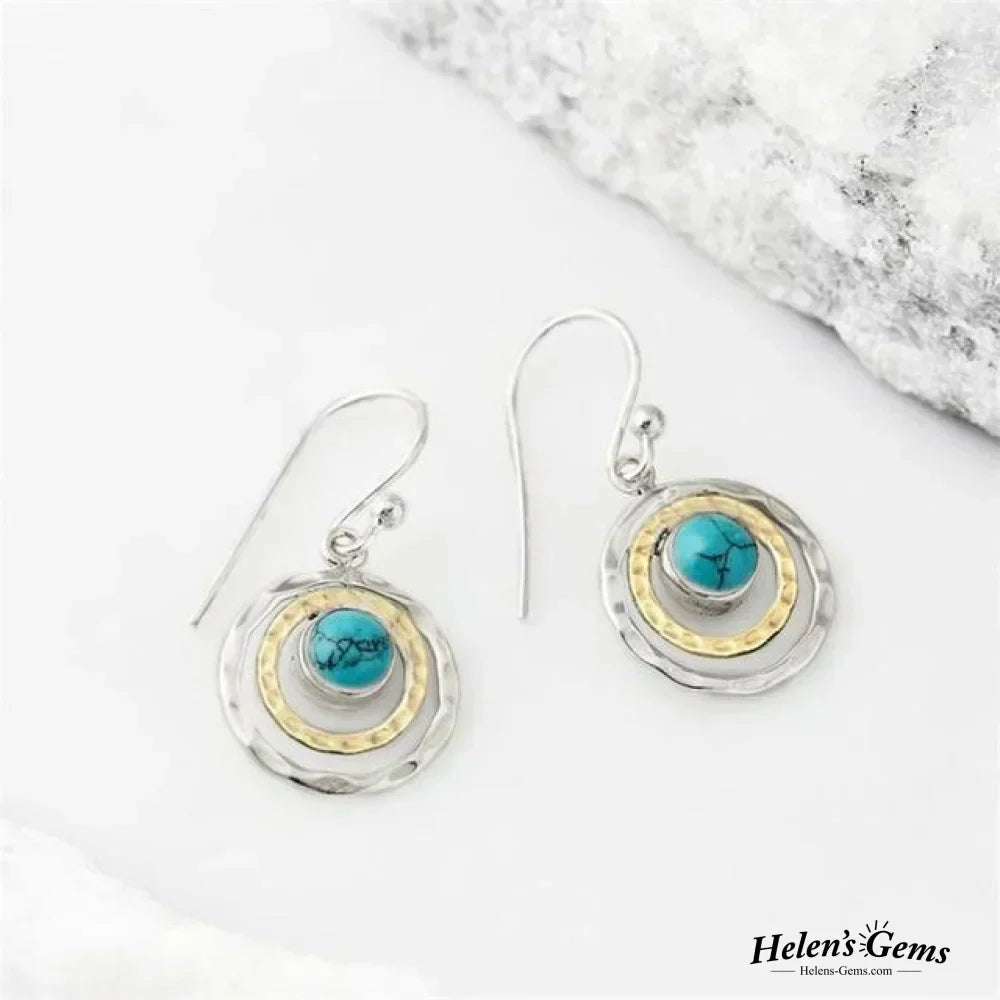 Gold Earrings for Women, Dainty Boho Style with Turquoise Accents, Perfect for Everyday Wear 1
