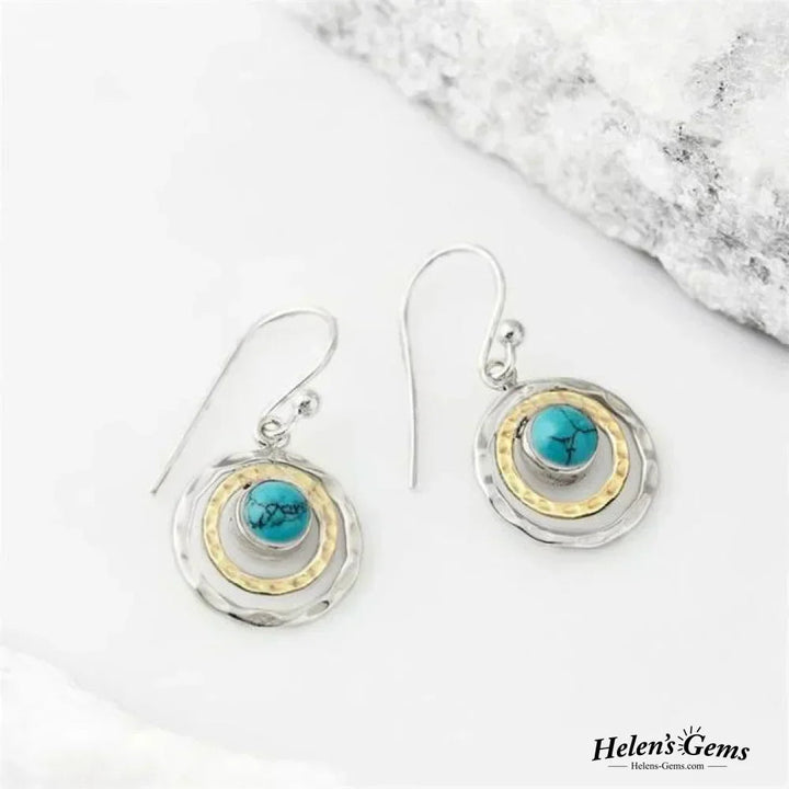 Gold Earrings for Women, Dainty Boho Style with Turquoise Accents, Perfect for Everyday Wear 1
