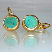Gold Earrings with Turquoise Stone for Women 0