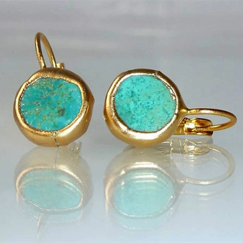 Gold Earrings with Vibrant Turquoise Dainty Design for Women - Perfect Everyday Accessory 0