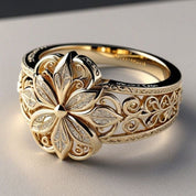 Gold Flower Ring with Crystal, Dainty Design for Women - Elegant Accessory for Everyday or Special Occasion 0