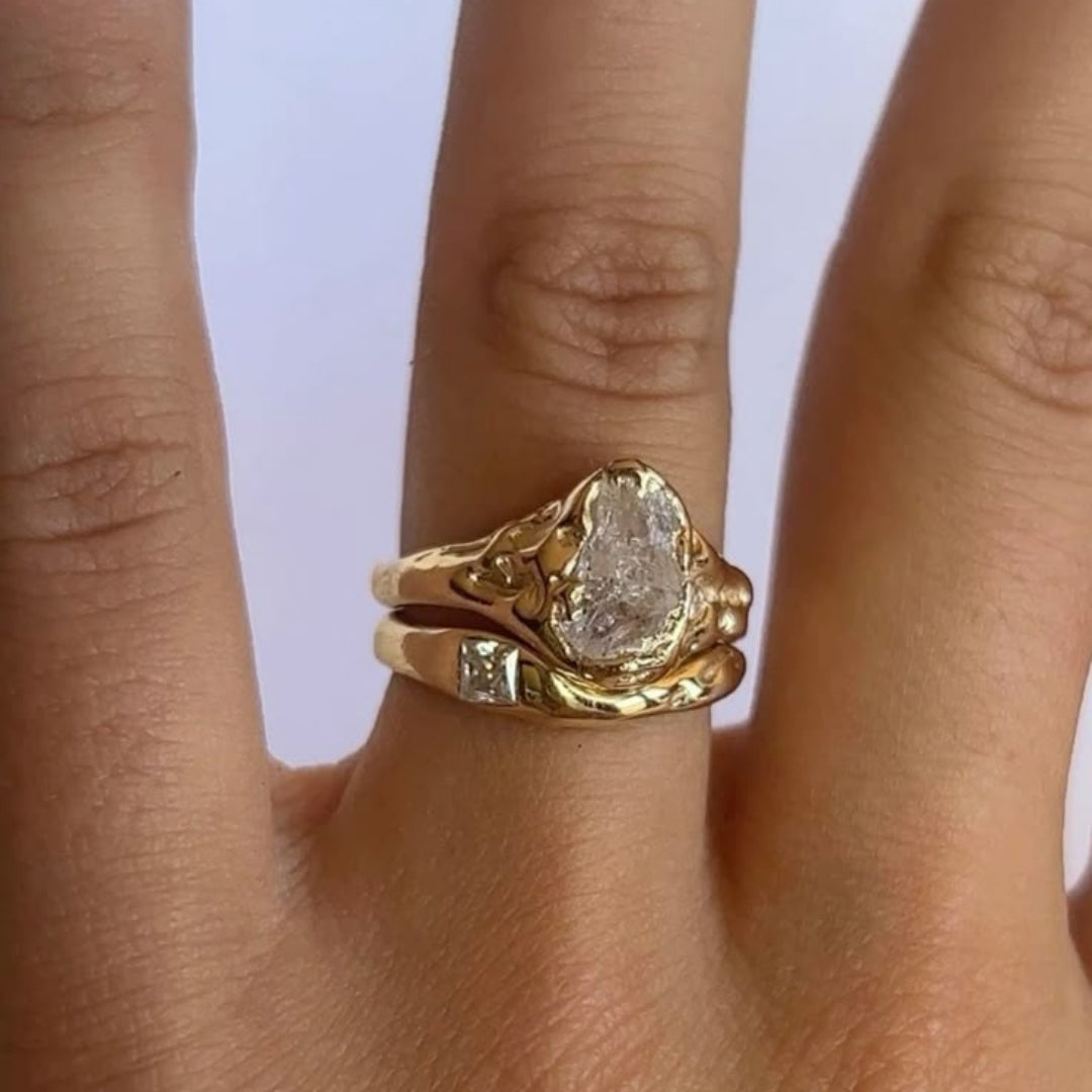 Gold Forged Ring - Dainty Layered Design for Women 0