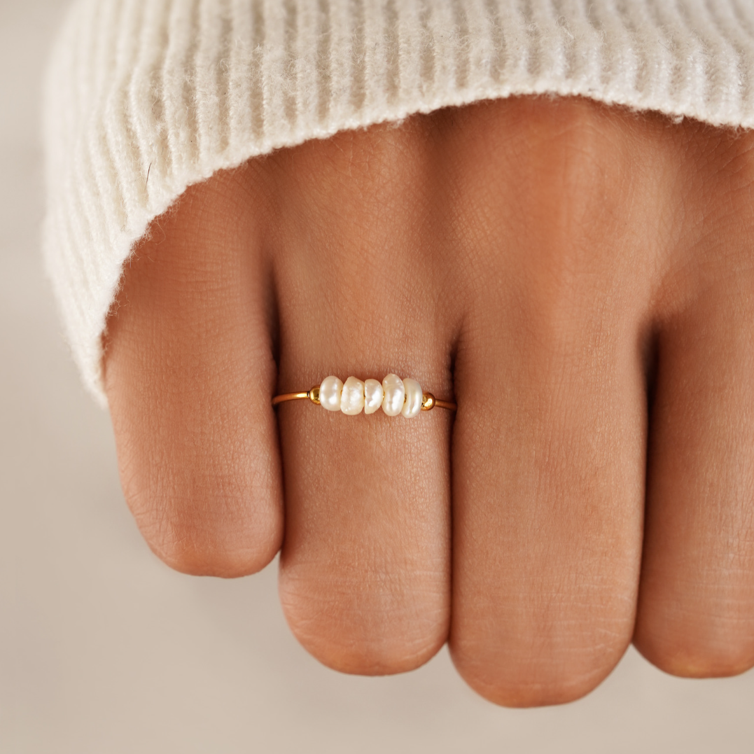 Gold Freshwater Pearl Ring for Women 1