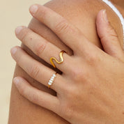 Gold Freshwater Pearl Ring for Women 3