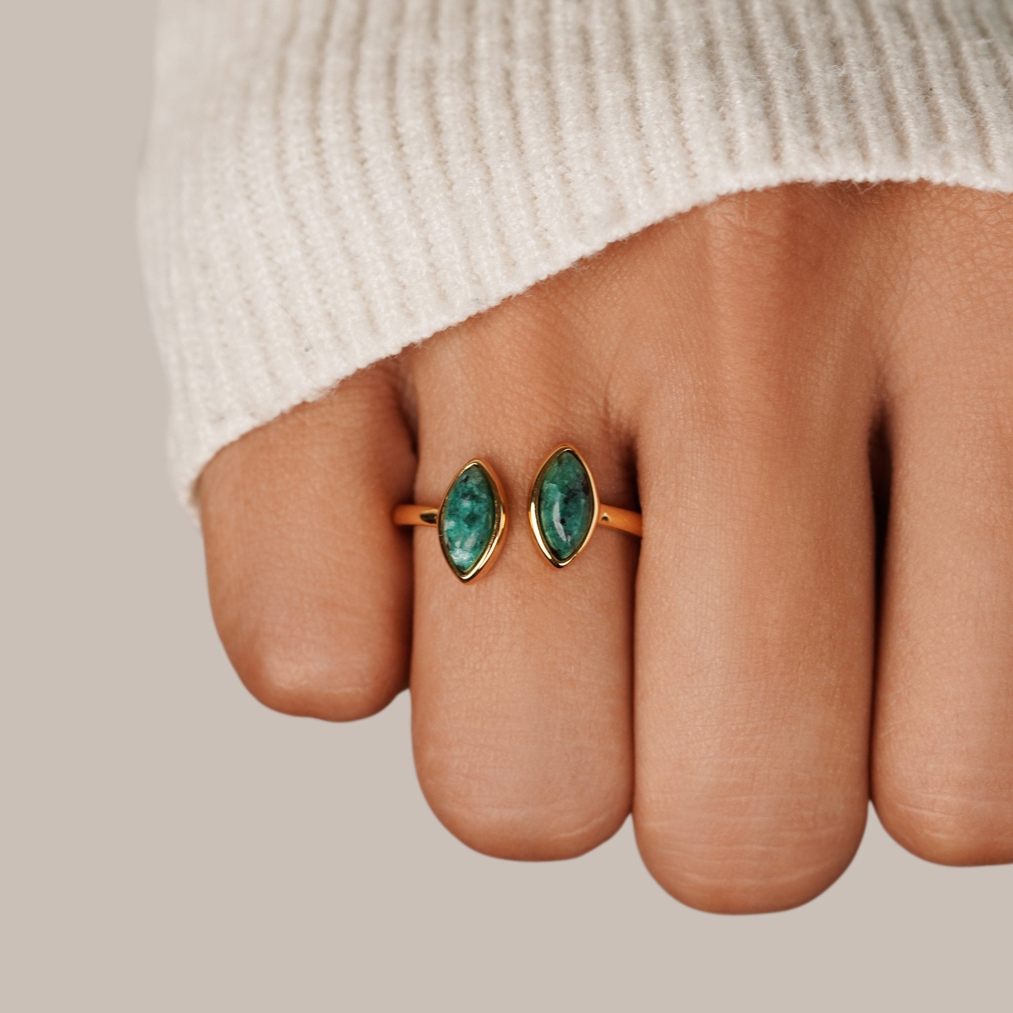 Gold Green Wrap Ring for Women 1