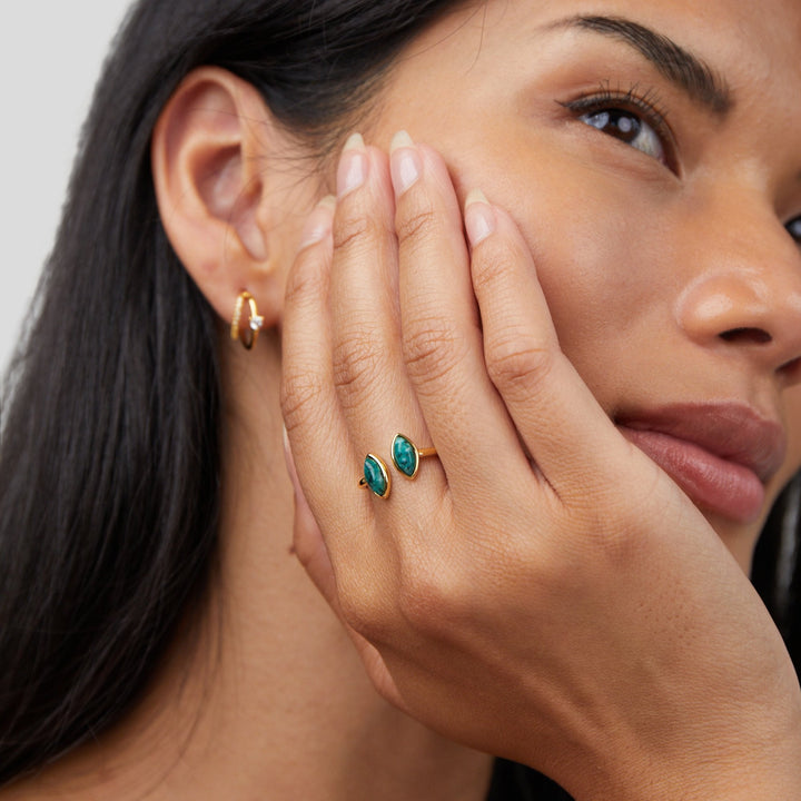 Gold Green Wrap Ring for Women 3