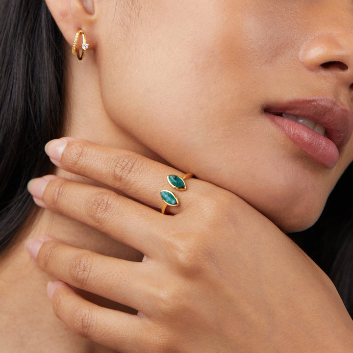 Gold Green Wrap Ring for Women 5