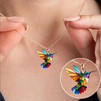 Gold Hummingbird Necklace with Matching Earrings for Women 1