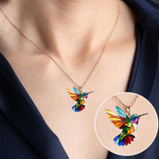 Gold Hummingbird Necklace with Matching Earrings for Women 3