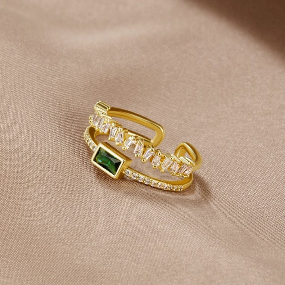 Gold Layered Crystal Ring - Dainty Jewelry for Women - Elegant Everyday Accessory 0