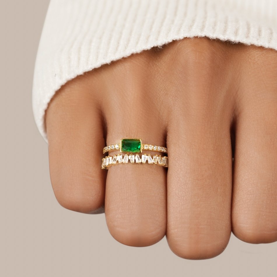 Gold Layered Crystal Ring - Dainty Jewelry for Women - Elegant Everyday Accessory 1