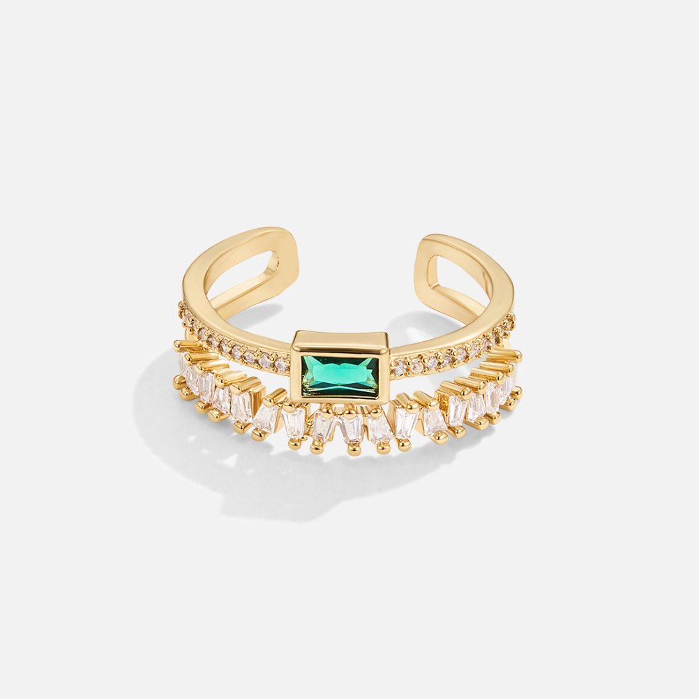 Gold Layered Crystal Ring - Dainty Jewelry for Women - Elegant Everyday Accessory 3