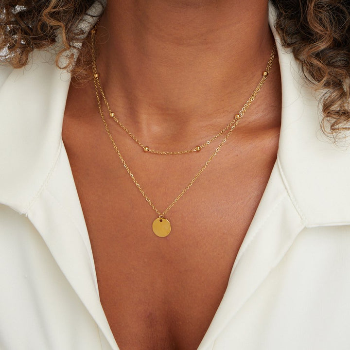 Gold Layered Disc Necklace - Elegant Everyday Jewelry for Women, Perfect for Layering or Minimalist Style 1