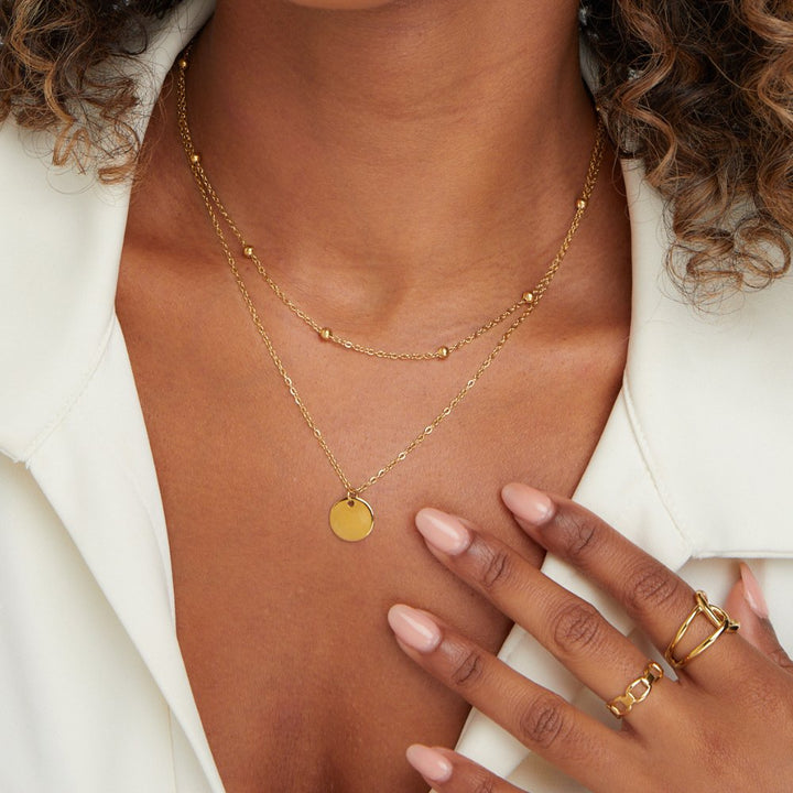 Gold Layered Disc Necklace - Elegant Everyday Jewelry for Women, Perfect for Layering or Minimalist Style 5