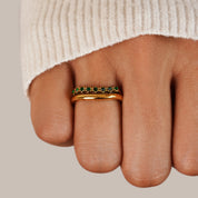 Gold Layered Ring with Emerald Green Stone - Elegant Jewelry for Women 1