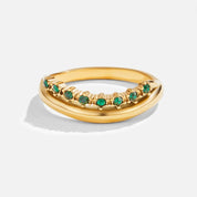 Gold Layered Ring with Emerald Green Stone - Elegant Jewelry for Women 2