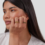 Gold Layered Ring with Emerald Green Stone - Elegant Jewelry for Women 6