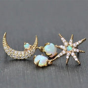 Gold Moon and Star Earrings with Opal - Dainty Celestial Jewelry for Women, Perfect Gift for Everyday Wear 2