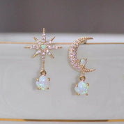 Gold Moon and Star Earrings with Opal - Dainty Celestial Jewelry for Women, Perfect Gift for Everyday Wear 5