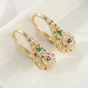 Gold Multicolor Crystal Earrings - Dainty Sparkle Jewelry for Women, Perfect for Everyday Wear 0