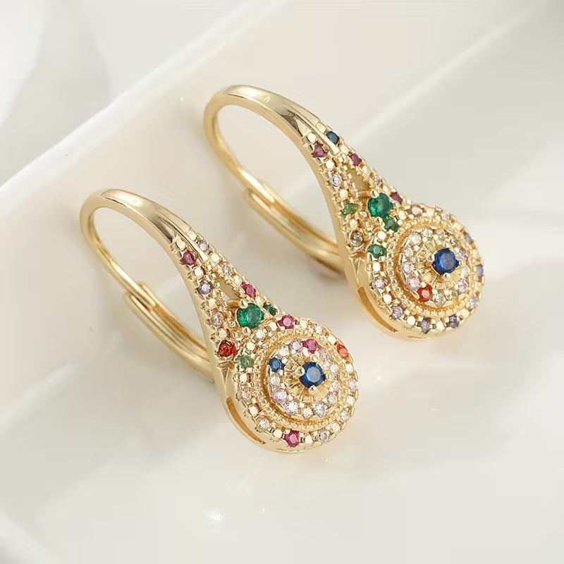 Gold Multicolor Crystal Earrings - Dainty Sparkle Jewelry for Women, Perfect for Everyday Wear 0