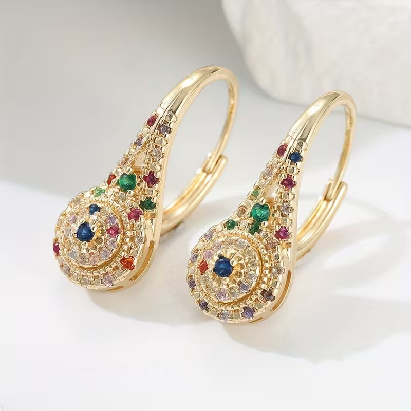 Gold Multicolor Crystal Earrings - Dainty Sparkle Jewelry for Women, Perfect for Everyday Wear 1