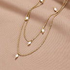 Gold Pearl Drop Layered Necklace for Women - Elegant Everyday Jewelry 3