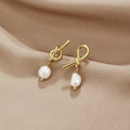Gold Pearl Earrings with Knotted Design - Elegant Jewelry for Women 0