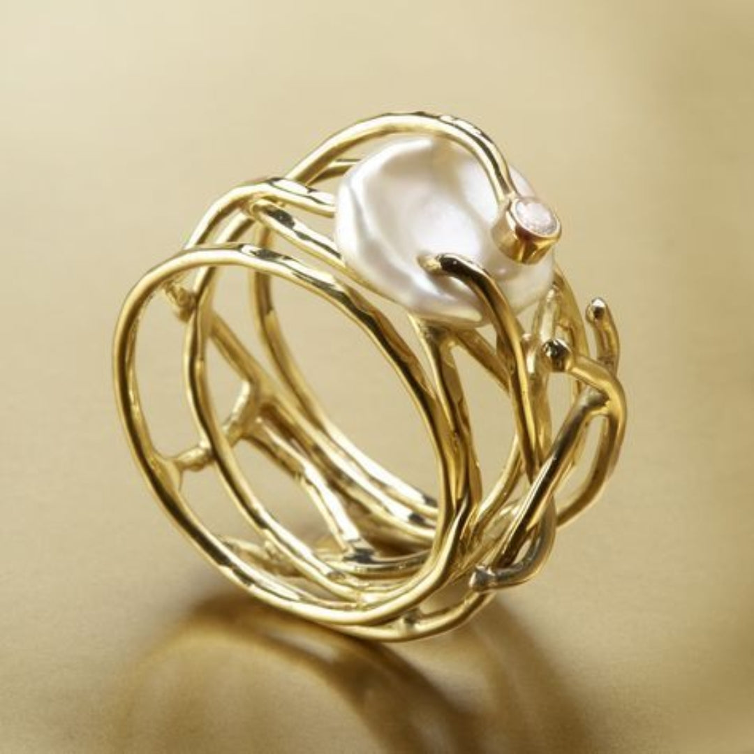 Gold Pearl Ring - Dainty Minimalist Design for Women, Elegant Accessory for Everyday Wear 0