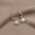 Gold Pearl Wave Earrings - Elegant Dainty Design for Women - Perfect for Everyday Wear or Gifts 0
