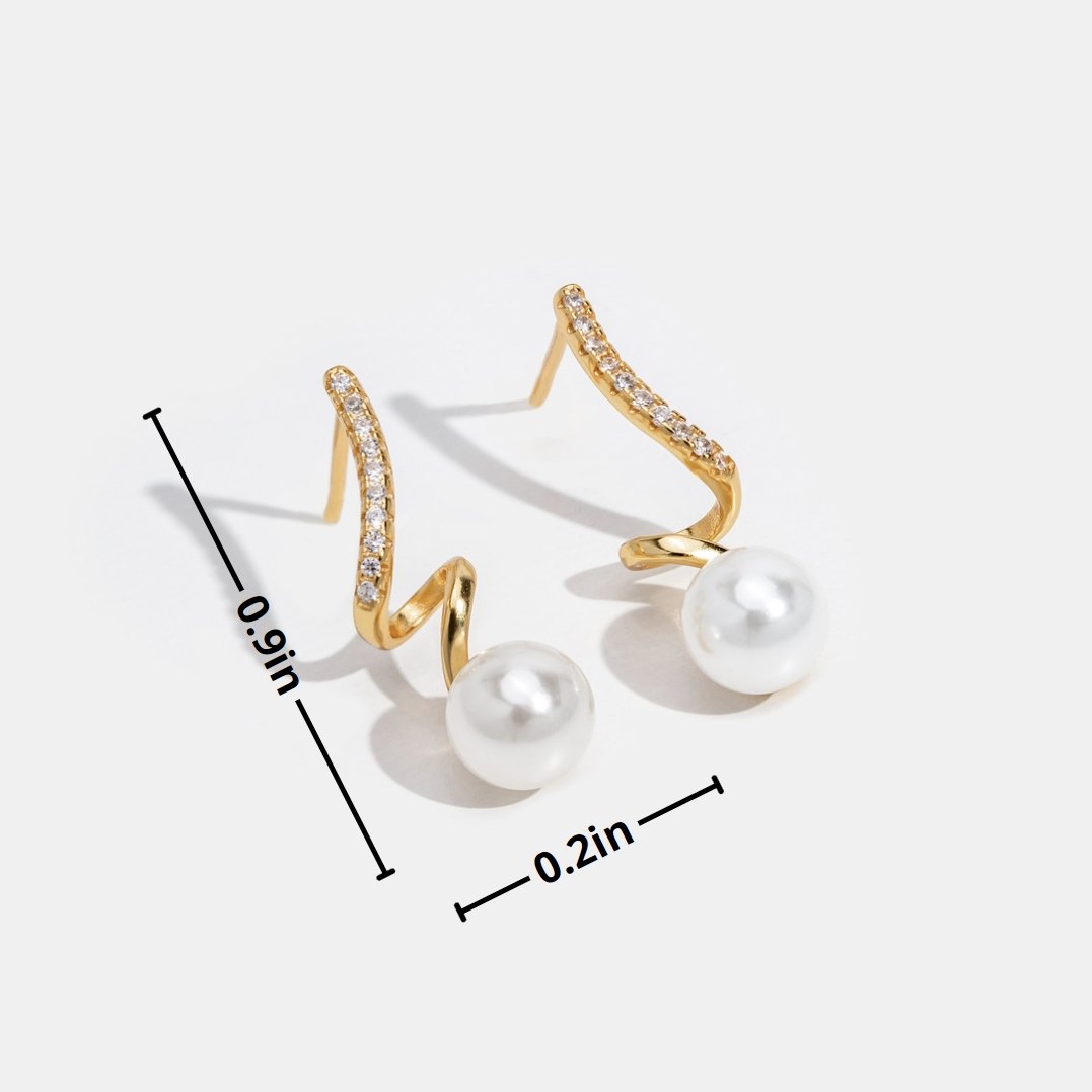 Gold Pearl Wave Earrings - Elegant Dainty Design for Women - Perfect for Everyday Wear or Gifts 5