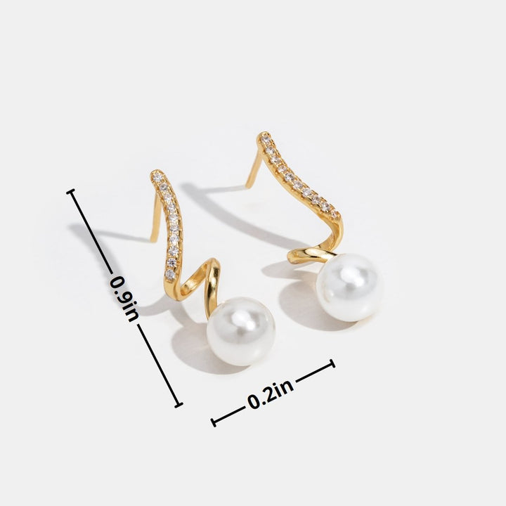Gold Pearl Wave Earrings - Elegant Dainty Design for Women - Perfect for Everyday Wear or Gifts 5