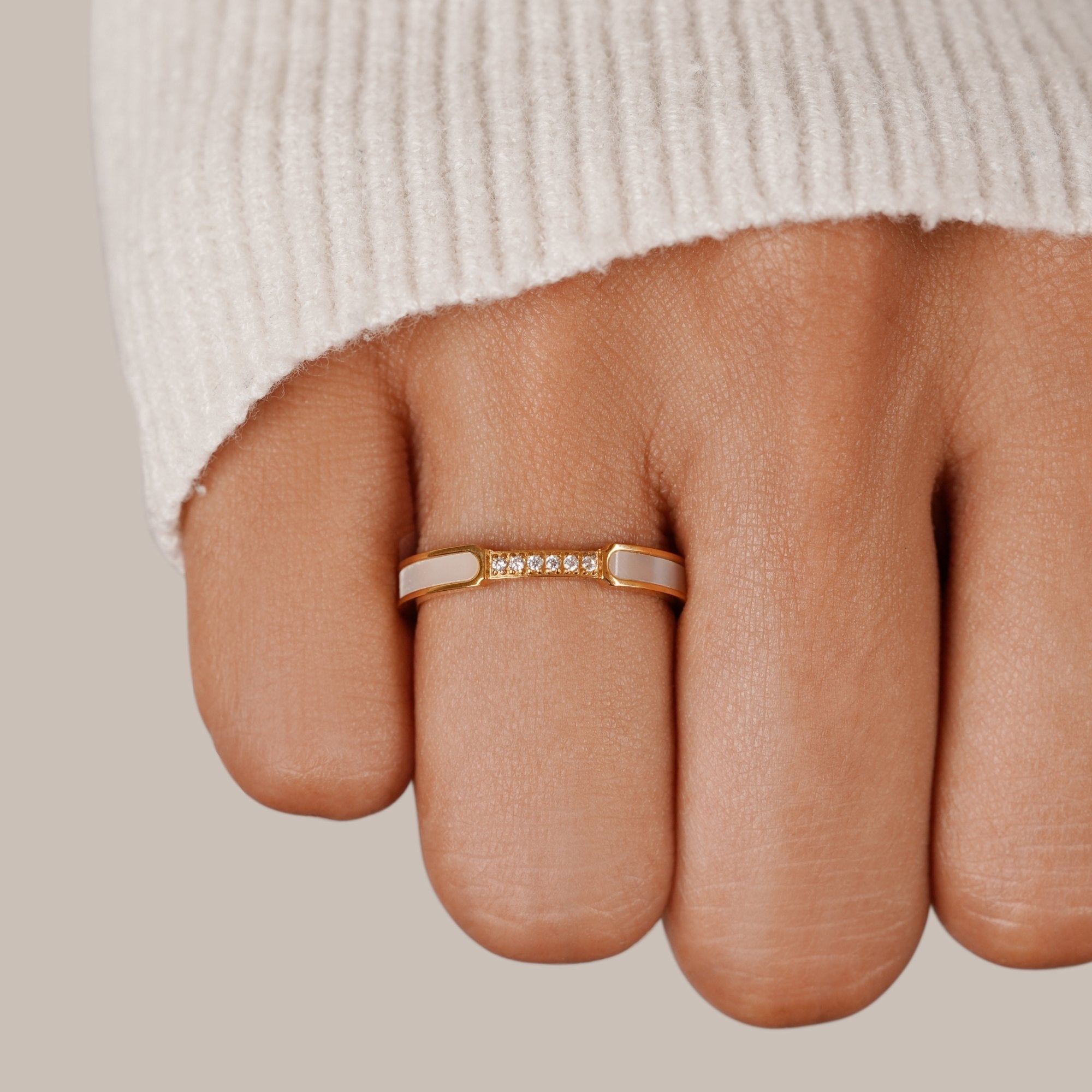Gold Pearl & Crystal Ring - Elegant Dainty Jewelry for Women, Perfect for Everyday Wear or Special Occasions 1