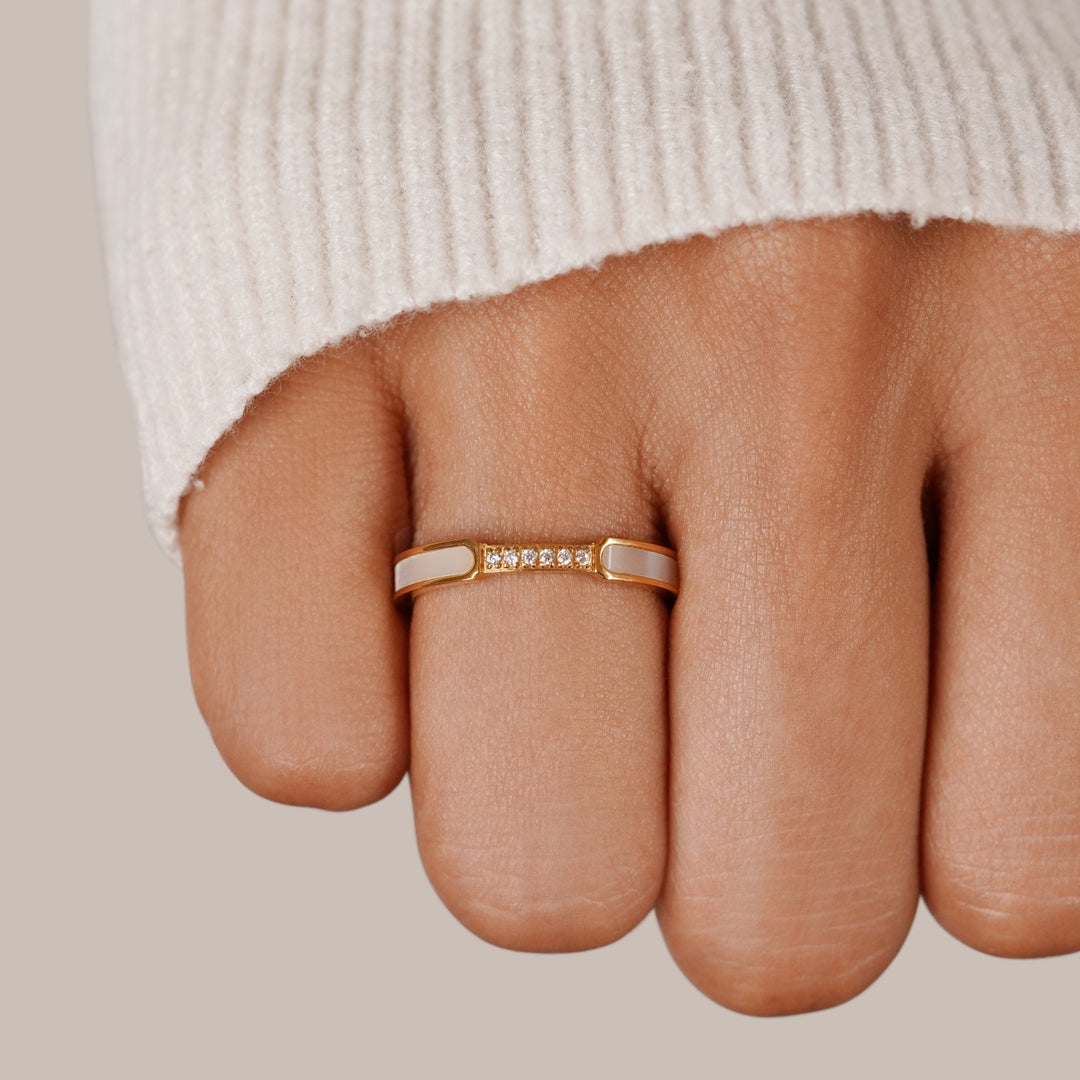 Gold Pearl & Crystal Ring - Elegant Dainty Jewelry for Women, Perfect for Everyday Wear or Special Occasions 1