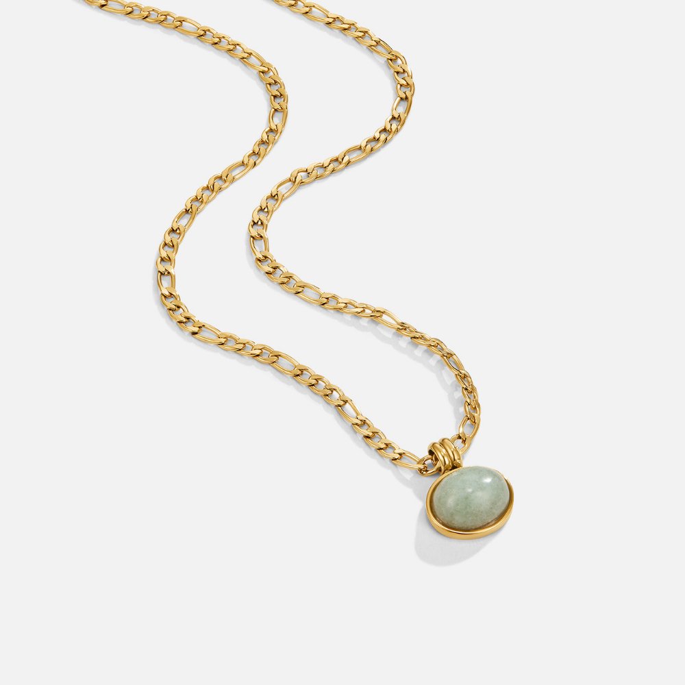 Gold Pendant Necklace with Dazzling Jade for Women - Elegant Layering Jewelry for Everyday Wear 0