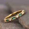 Gold Ring with Green Inlaid Crystal for Women 0