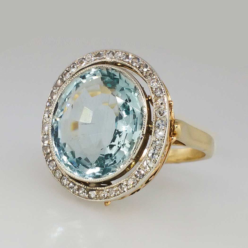Gold Ring with Rounded Blue Glass for Women 0