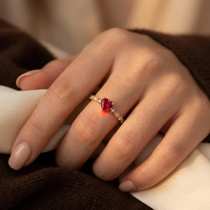 Gold Ruby Heart Ring 1