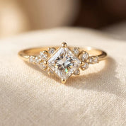 Gold Square Solitaire Ring 0