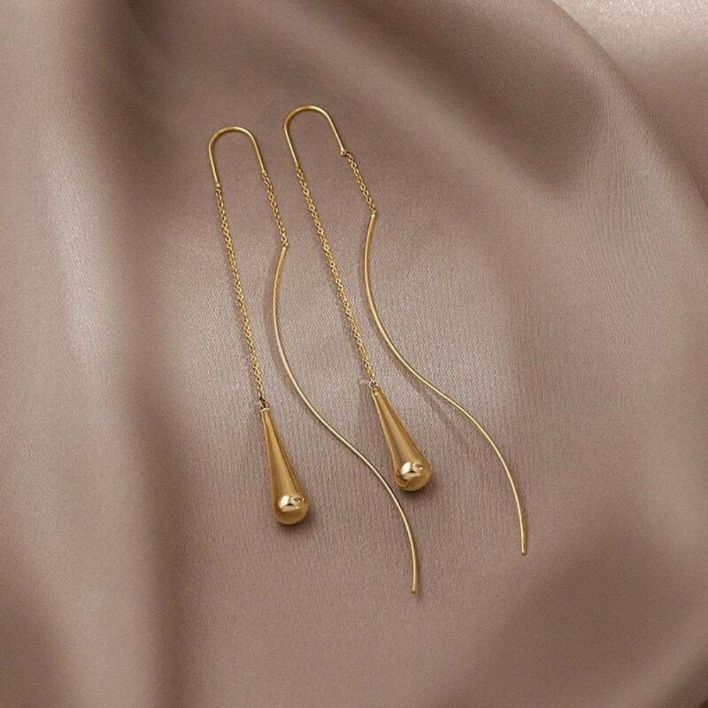 Gold Teardrop Tassel Earrings, Dainty and Elegant Jewelry for Women, Perfect for Everyday Wear or Special Occasions 0